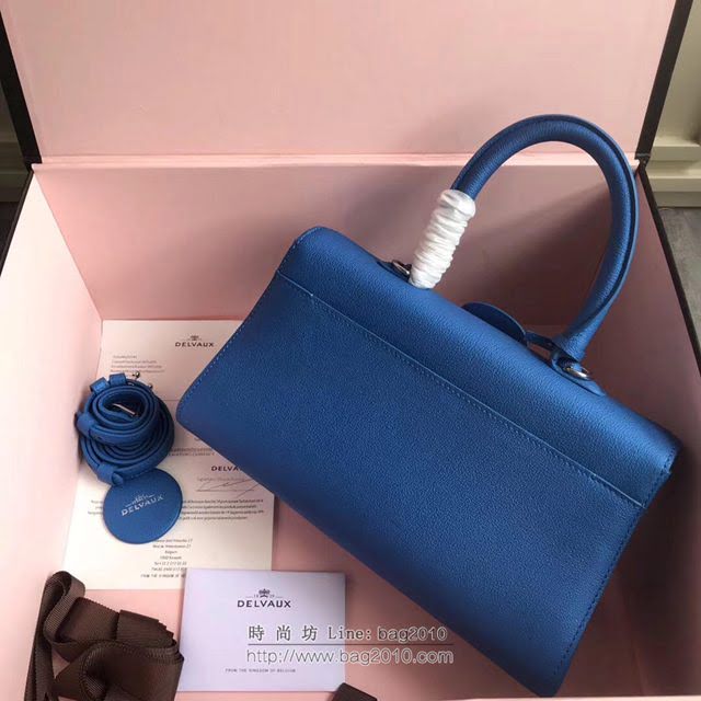 DELVAUX女包 2019春夏最新色 專櫃原廠皮 德爾沃女手提包 DS0028螢光藍 中號 Delvaux單肩斜挎包  fcs1155